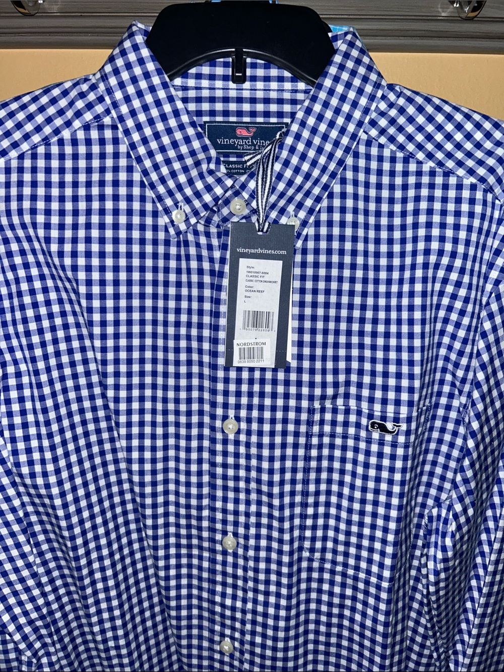 Vineyard Vines Men’s Blue & White Gingham Button-Down Shirt Sz L NWT